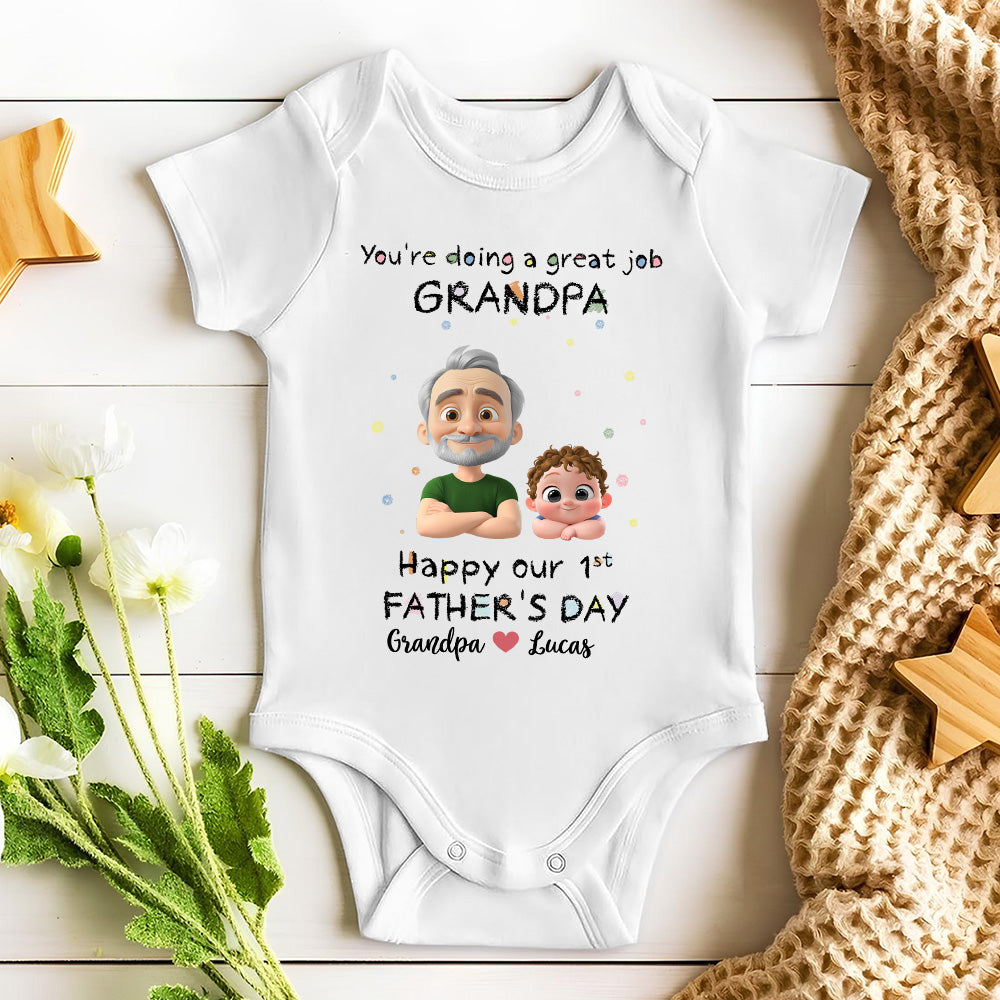 Daddy Doing A Great Job - Personalized Onesie