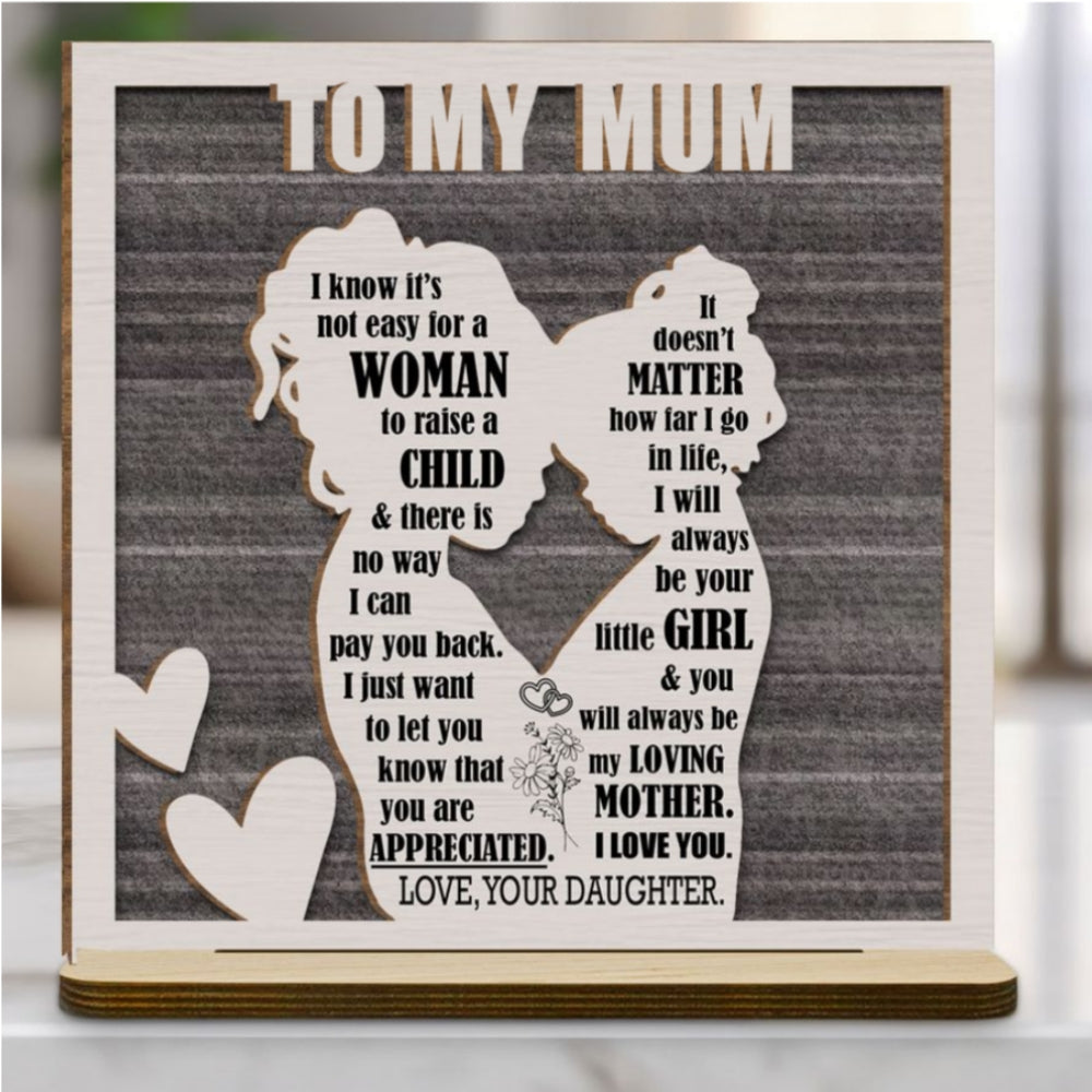 Custom Decor for Mom, Special Gift for Mother • Forever Grateful to Mother - Personalized 2-Layer Wood Plaque With Flat Base