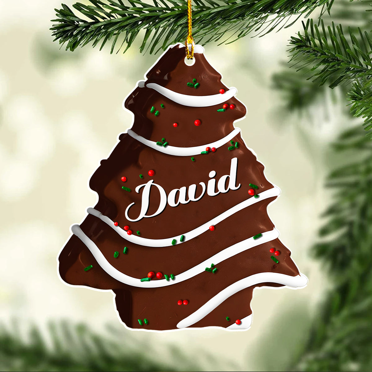 Custom Family Ornament, Christmas Gift for Family Members •  Christmas Tree Cake Name Family - Personalized Acrylic Ornament