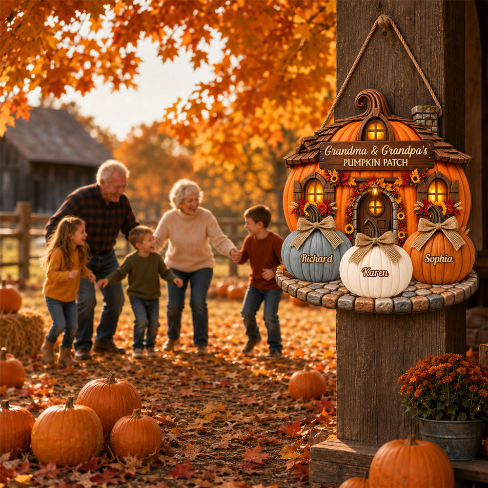 Grandma Grandpa Little Pumpkins - Personalized Wood Sign