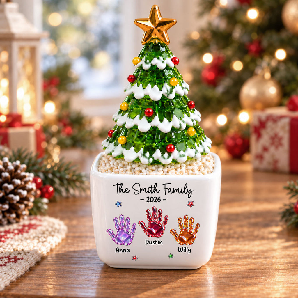 Family Stocking - Personalized Glass Christmas Tree