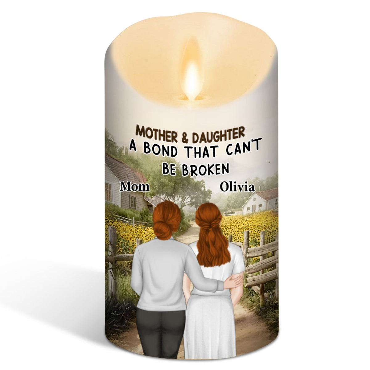 Mother And Daughter - Personalized LED Candle