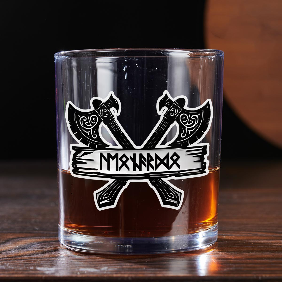 Custom Christmas Birthday Drinkware Gifts for Dad • Name In Viking Runes - Personalized Whiskey Glass