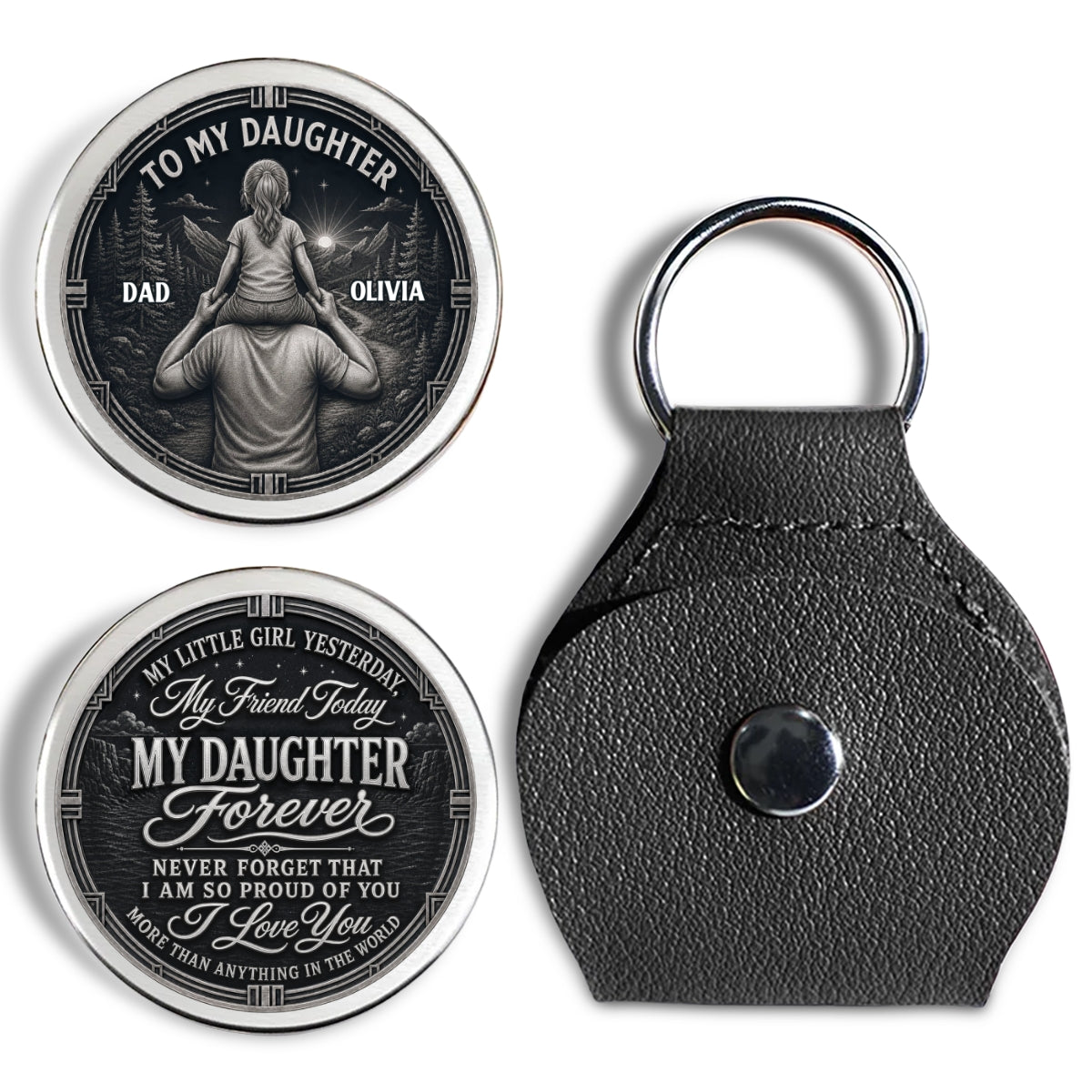 Custom Coin Keychain for Son, Father's Day Birthday Gifts • More Than Anything - Personalized Pocket Hug