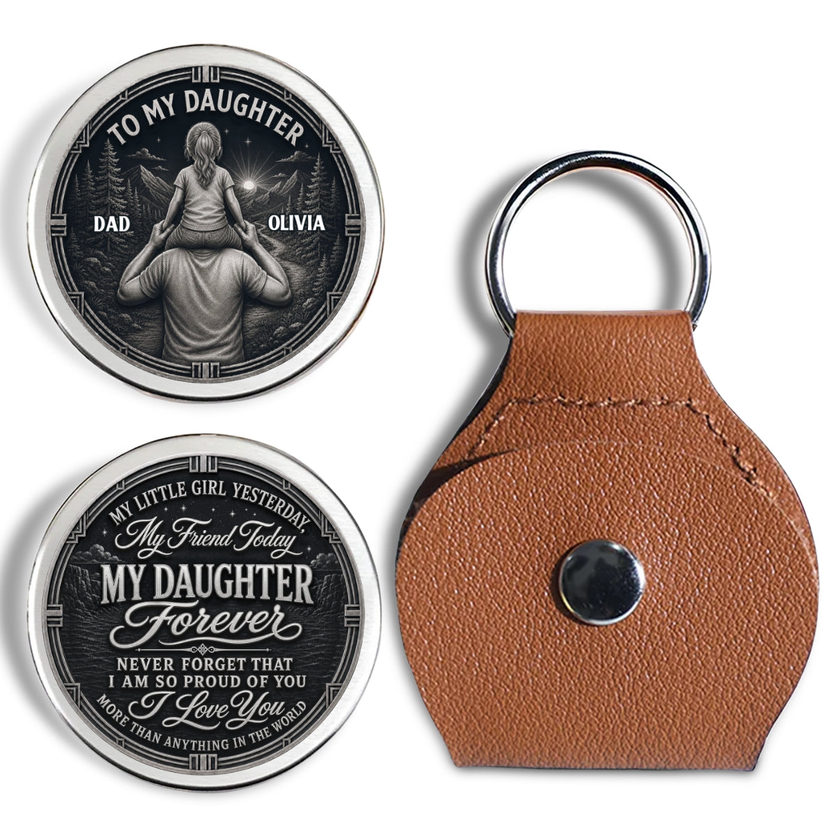Custom Coin Keychain for Son, Father's Day Birthday Gifts • More Than Anything - Personalized Pocket Hug