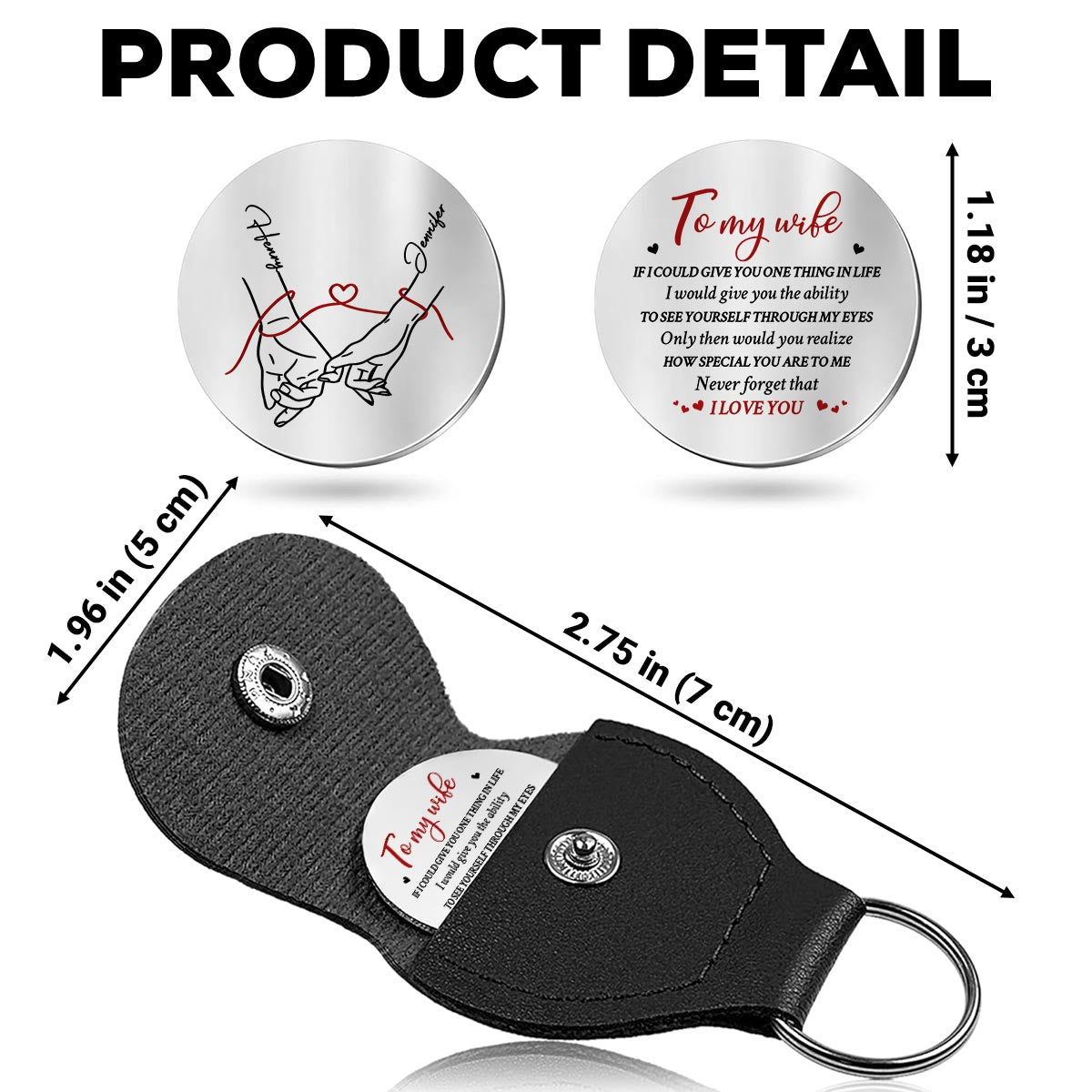 Custom Coin Keychain for Wife, Couple Anniversary Valentine's Day Gifts • If I Could Give You One Thing - Personalized Pocket Hug