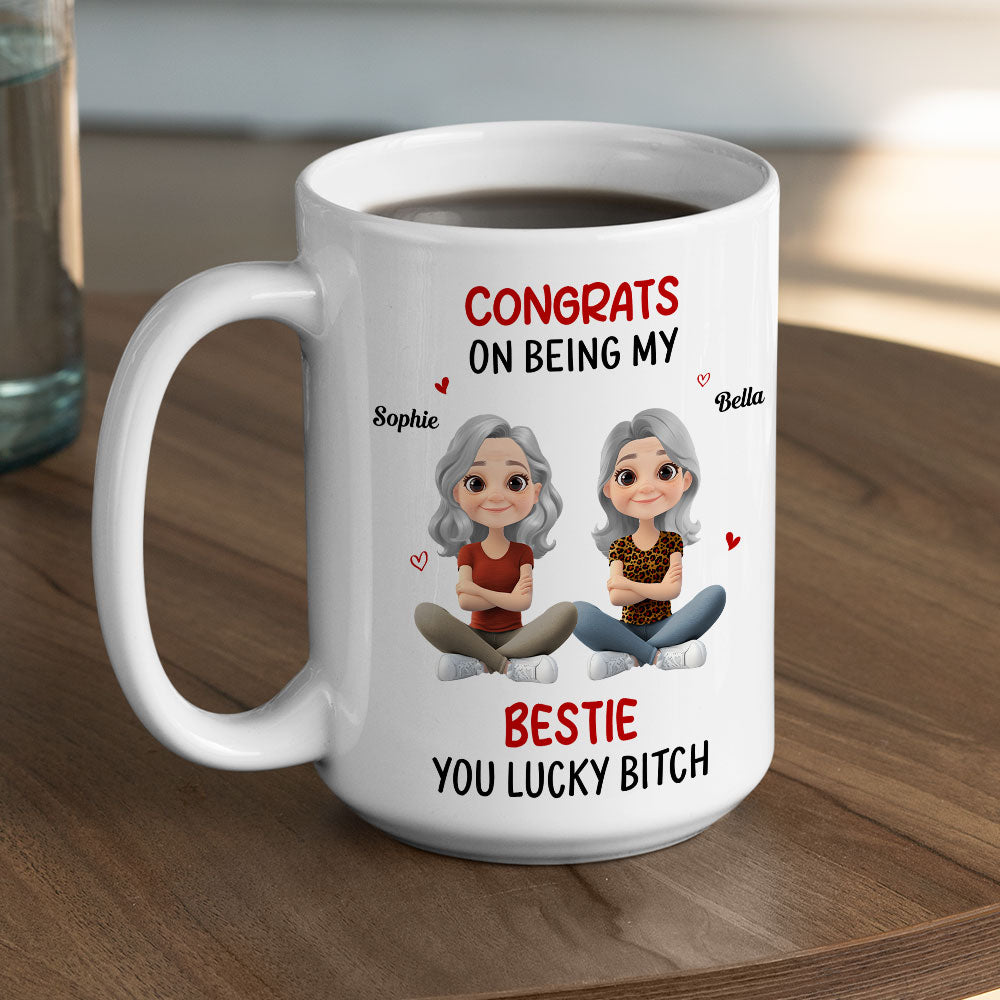 Custom Best Friend, Christmas & Birthday Friendship Keepsake Gift • Congrats My Bestie - Personalized Coffee Mug
