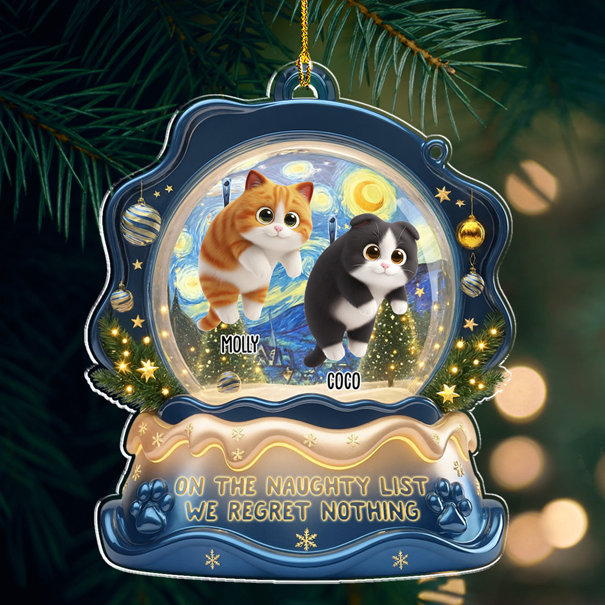 Custom Keepsake Christmas Ornament •  Cat Edition - Personalized Acrylic Ornament