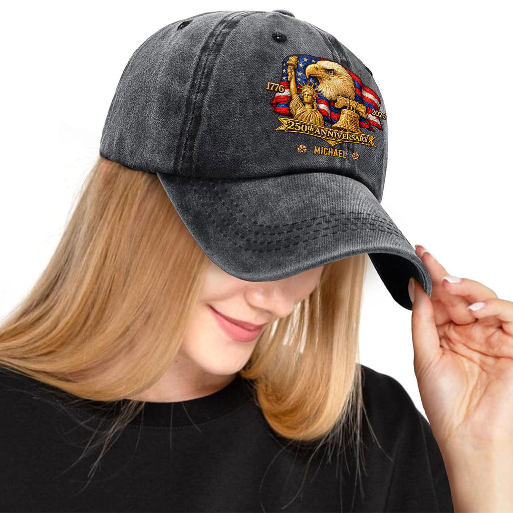 250 Years Of Freedom - Personalized Vintage Washed Denim Cap
