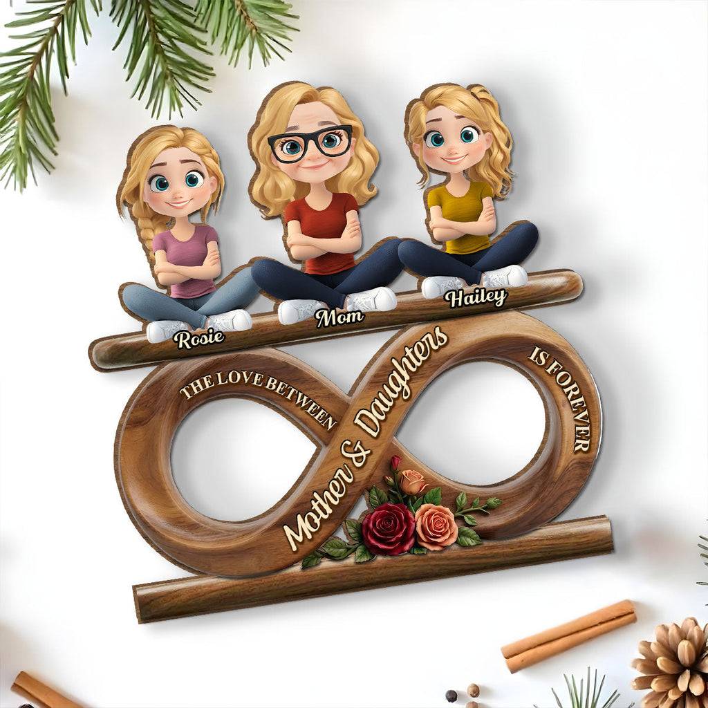Custom Mother's Day Decor, Gift for Mom & Grandma • Never End - Personalized 2-Layer Wood Plaque With Flat Base