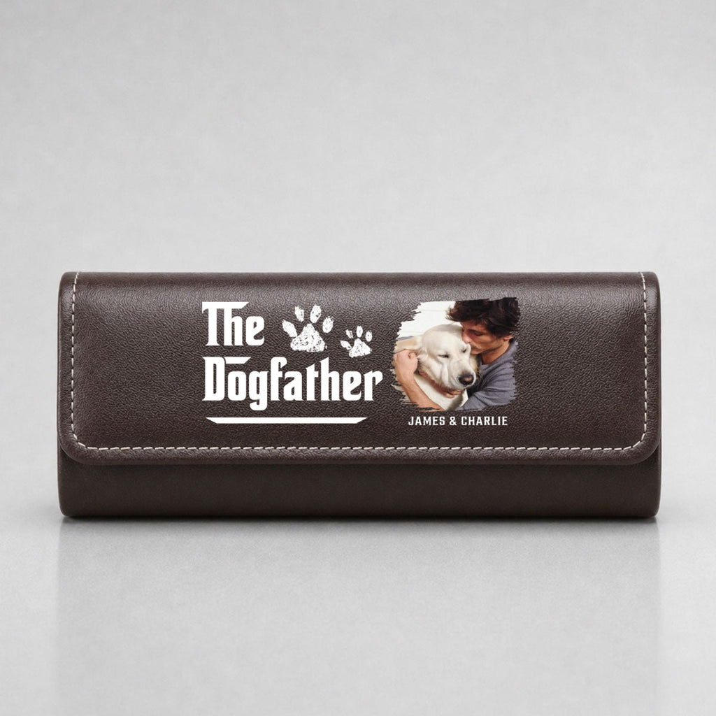 Cool Dog Father Photo - Personalized Leather Eyeglass Case