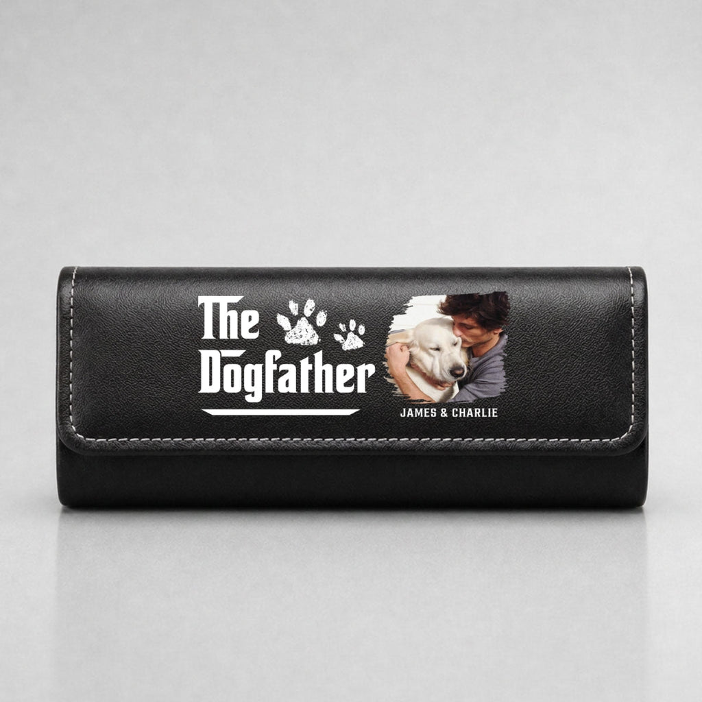 Cool Dog Father Photo - Personalized Leather Eyeglass Case