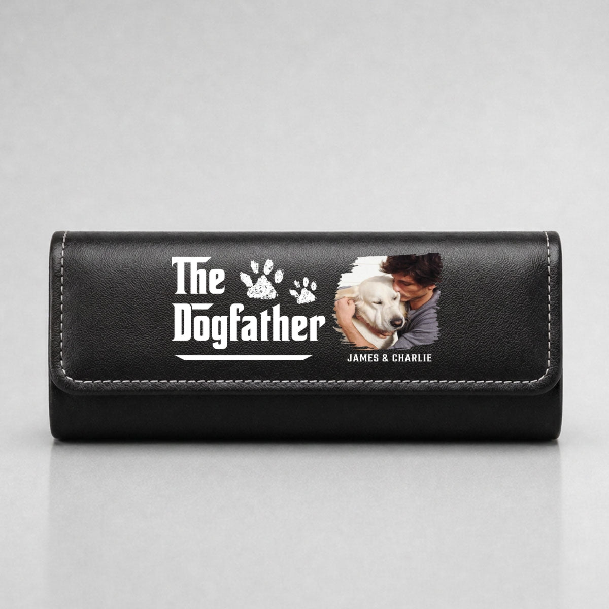Cool Dog Father Photo - Personalized Leather Eyeglass Case