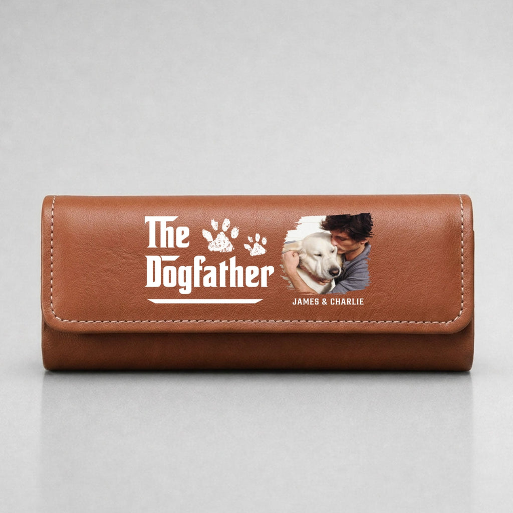 Cool Dog Father Photo - Personalized Leather Eyeglass Case