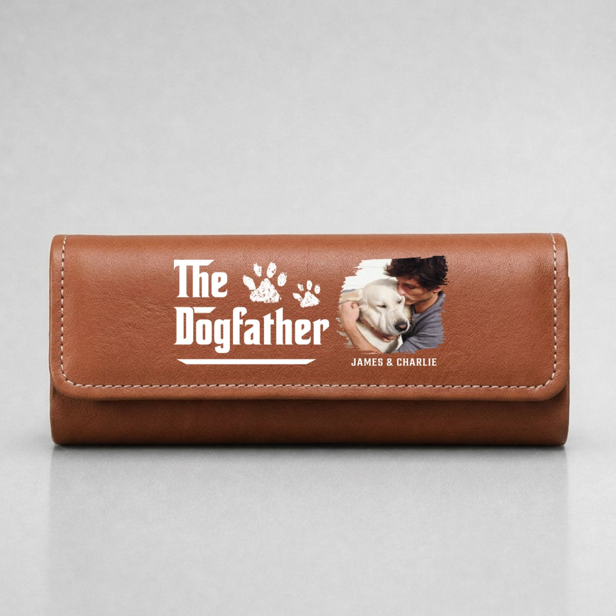 Cool Dog Father Photo - Personalized Leather Eyeglass Case