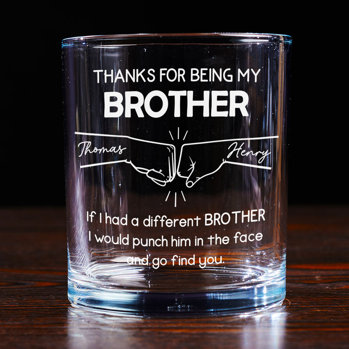 Custom Christmas Birthday Drinkware Gifts for Brother • Thanks For Being My Brother - Personalized Whiskey Glass