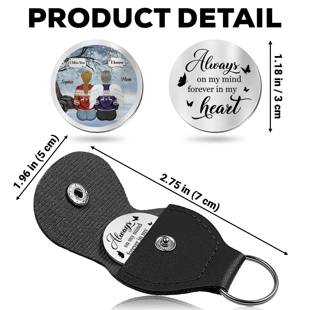 Custom Memorial Coin Keychain, Sympathy Keepsake • I Know You Miss Me - Personalized Pocket Hug