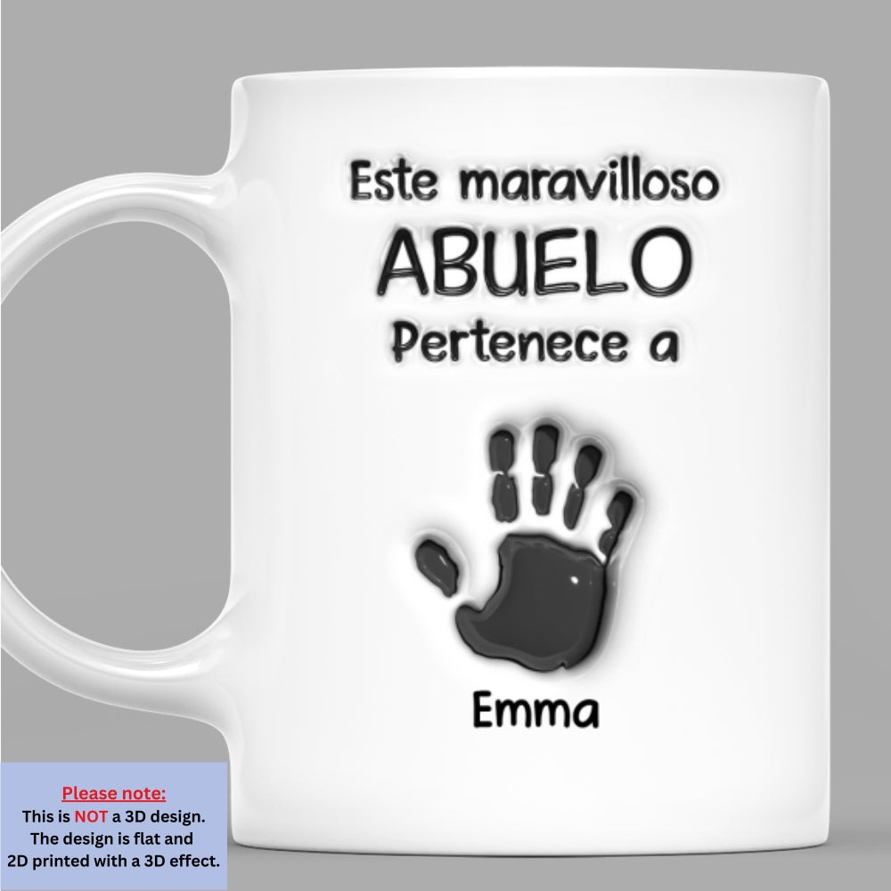 Custom Father's Day, Special Gift for Dad & Grandpa • Este Maravilloso Padre Abuelo Pertenece A - Taza Personalizada con Efecto 3D Inflado