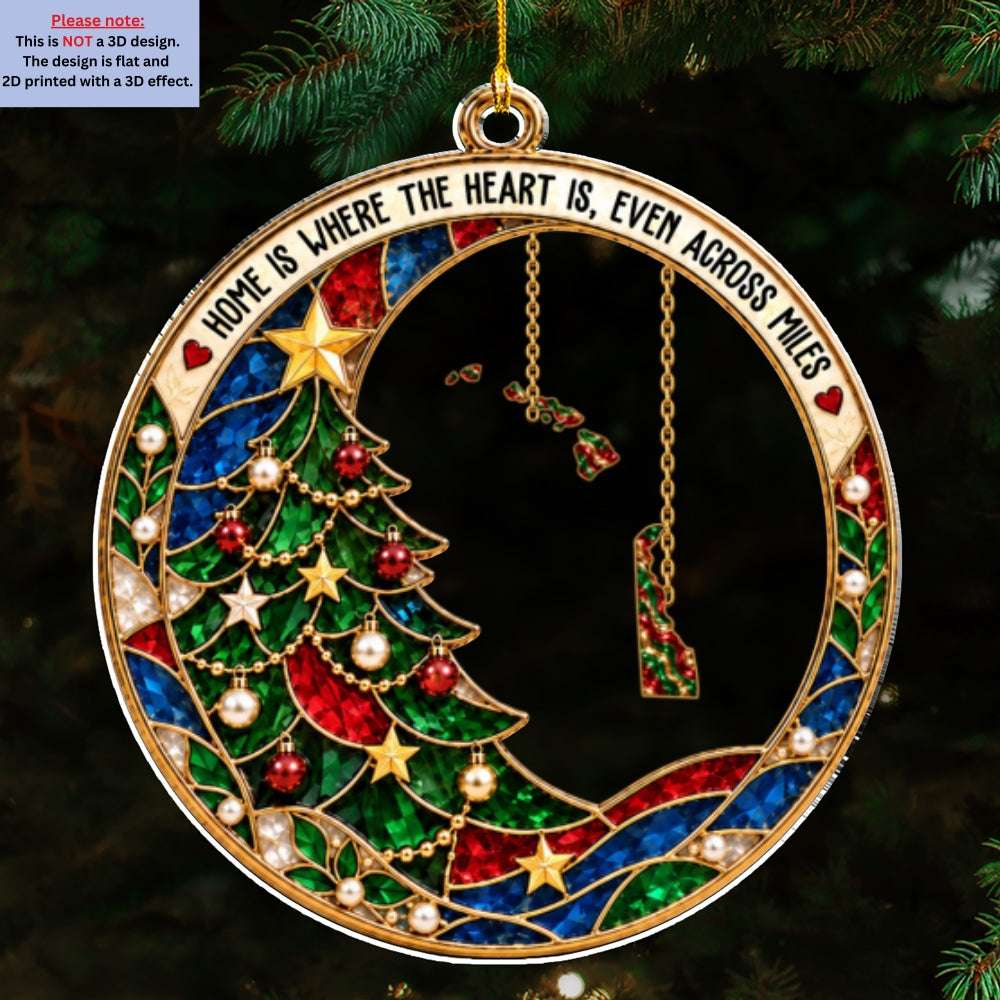 Custom Family Ornament, Christmas Gift for Family Members •  Christmas Across the Miles - Personalized Acrylic Ornament
