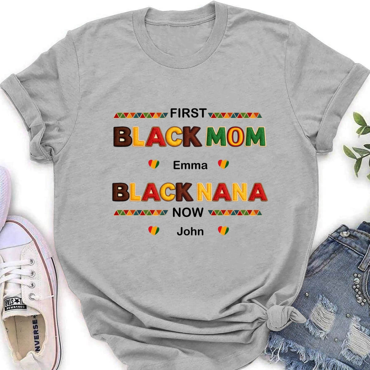 Custom Christmas & Birthday Gift for Grandma • First Black Mom Now Black Grandma - Personalized Shirt