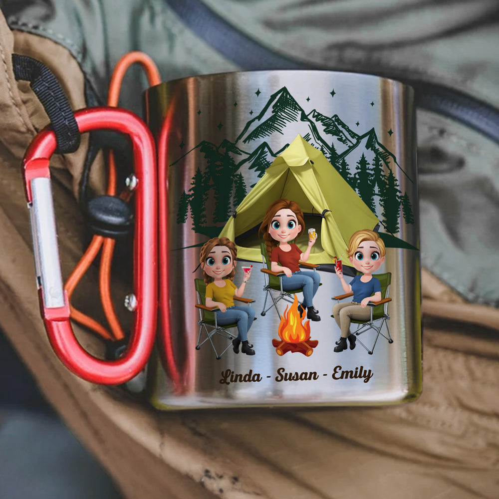 Custom Best Friend, Christmas & Birthday Friendship Keepsake Gift • Some Girls Go Camping - Personalized Carabiner Mug