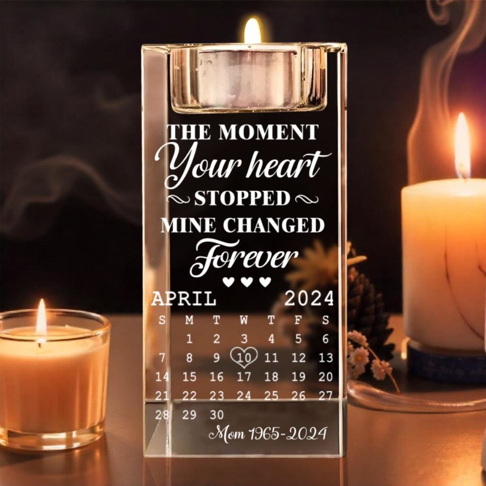 The Moment - Personalized Engraved Crystal Candle Holder