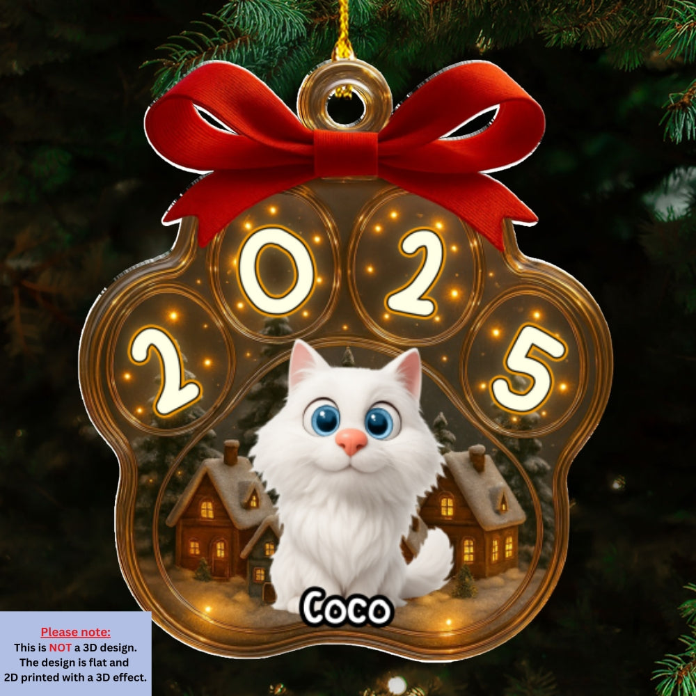 Custom Keepsake Christmas Ornament •  Snow All Over Here Meow Ver - Personalized 3D Inflated Effect Acrylic Ornament
