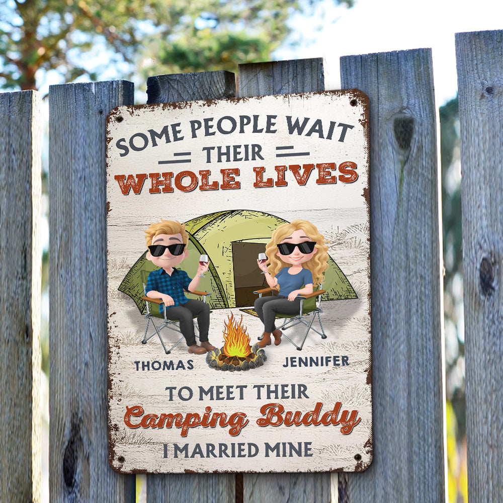 Custom Couple Campground Sign, Campsite Outdoor Wall Decor • Together In Every Campfire Night - Personalized Metal Sign