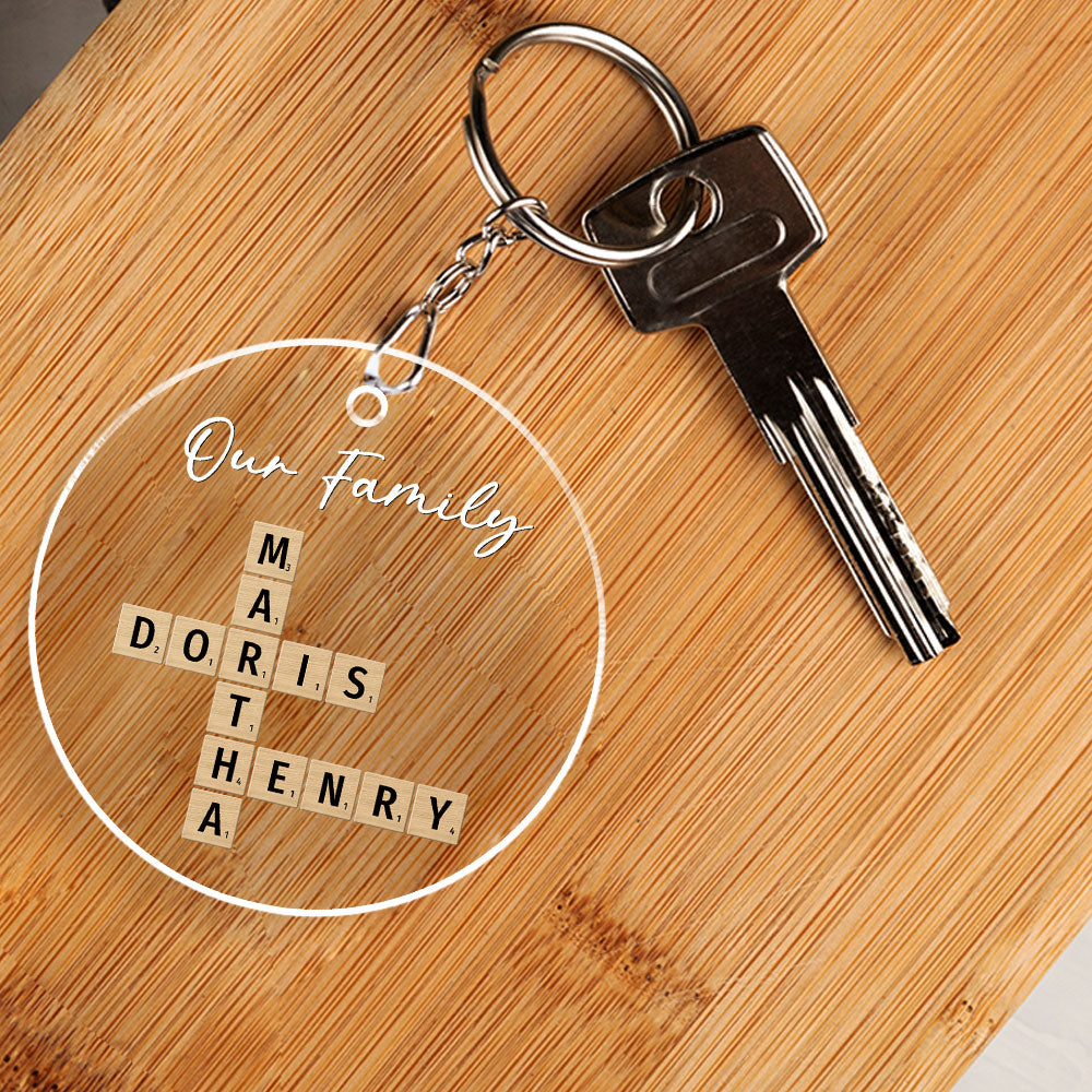 Family Besties Coworker Crossword Art - Personalized Acrylic Keychain