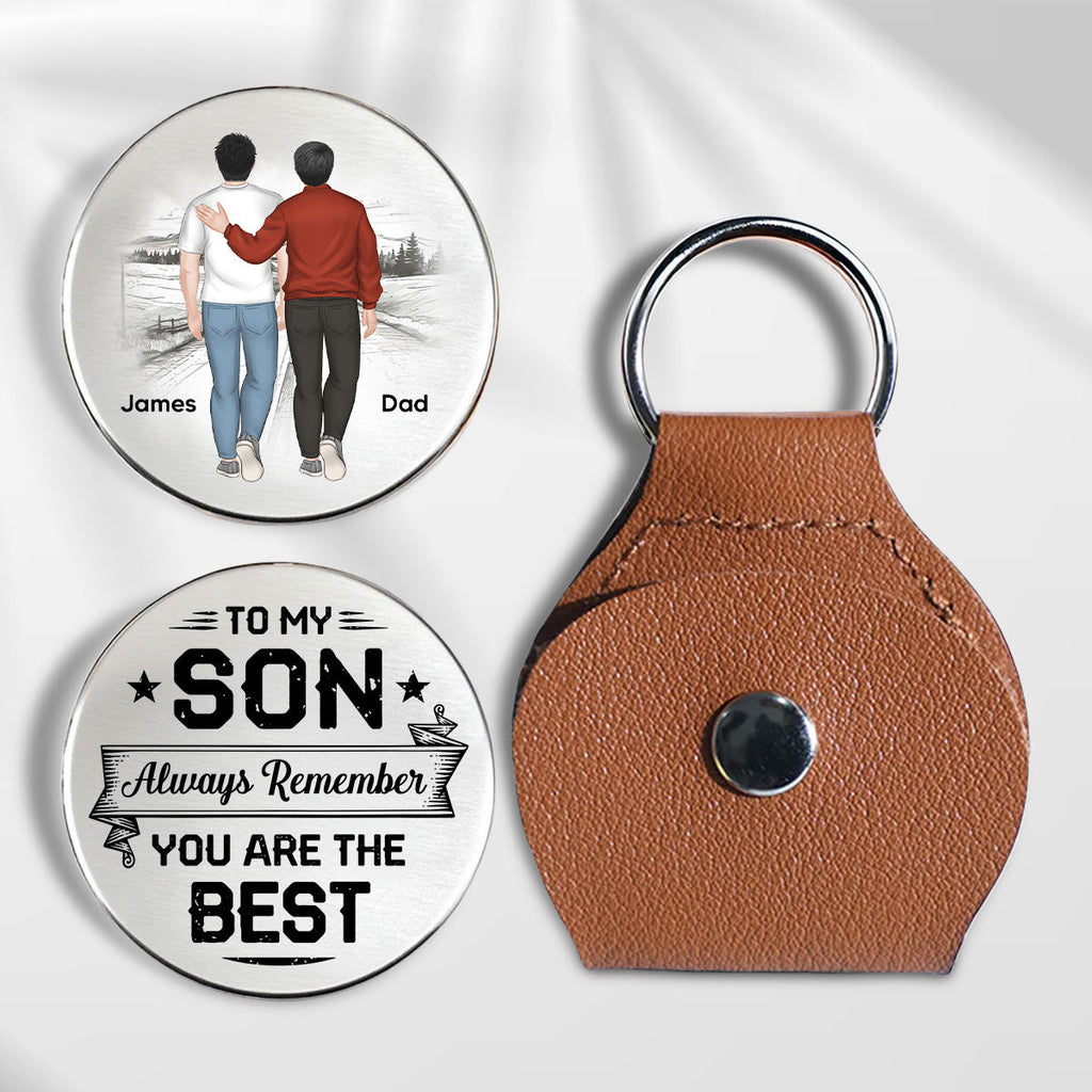 Custom Coin Keychain for Son, Father's Day Birthday Gifts • My Son Is The Best - Personalized Pocket Hug