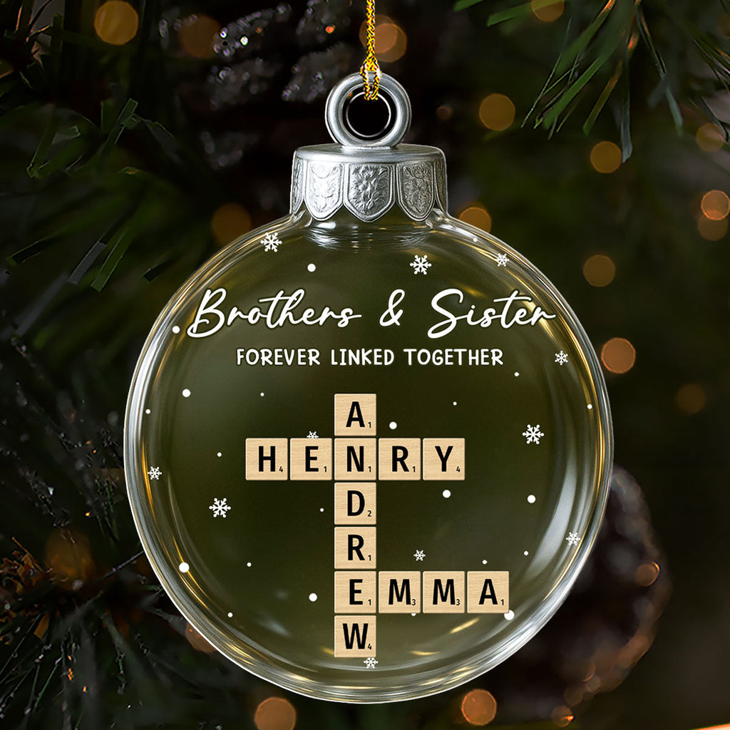 Custom Brothers & Sisters Christmas Ornament •  Family Roots Keep Us Close - Personalized 3D Effect Acrylic Ornament