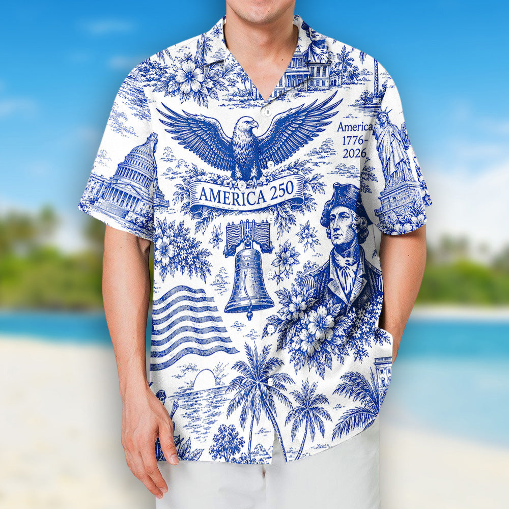 US 250 Anniversary Blue Toile - Personalized Hawaiian Shirt