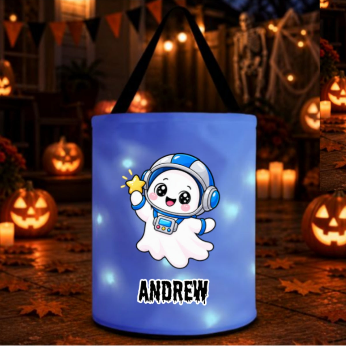 Trick Or Treat Ghost - Personalized Light Up Basket