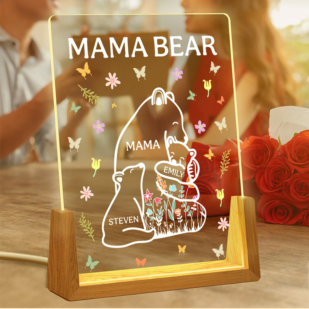 Custom Gift for Mom Grandma, Mother's Day Birthday • Mama Bear - Personalized Night Light