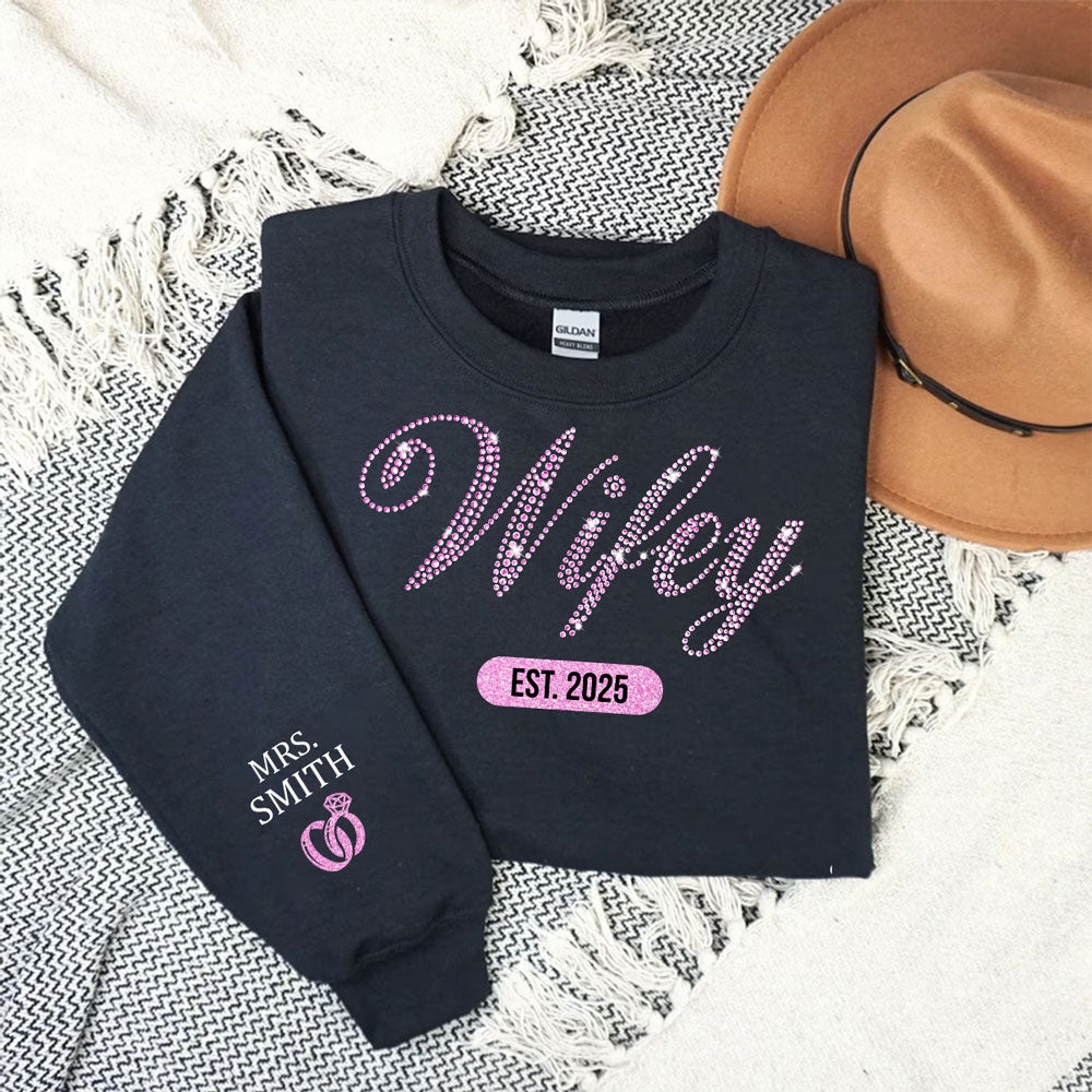 Wifey Est Anniversary Wedding Gifts For Him And Her - Personalized Sweatshirt