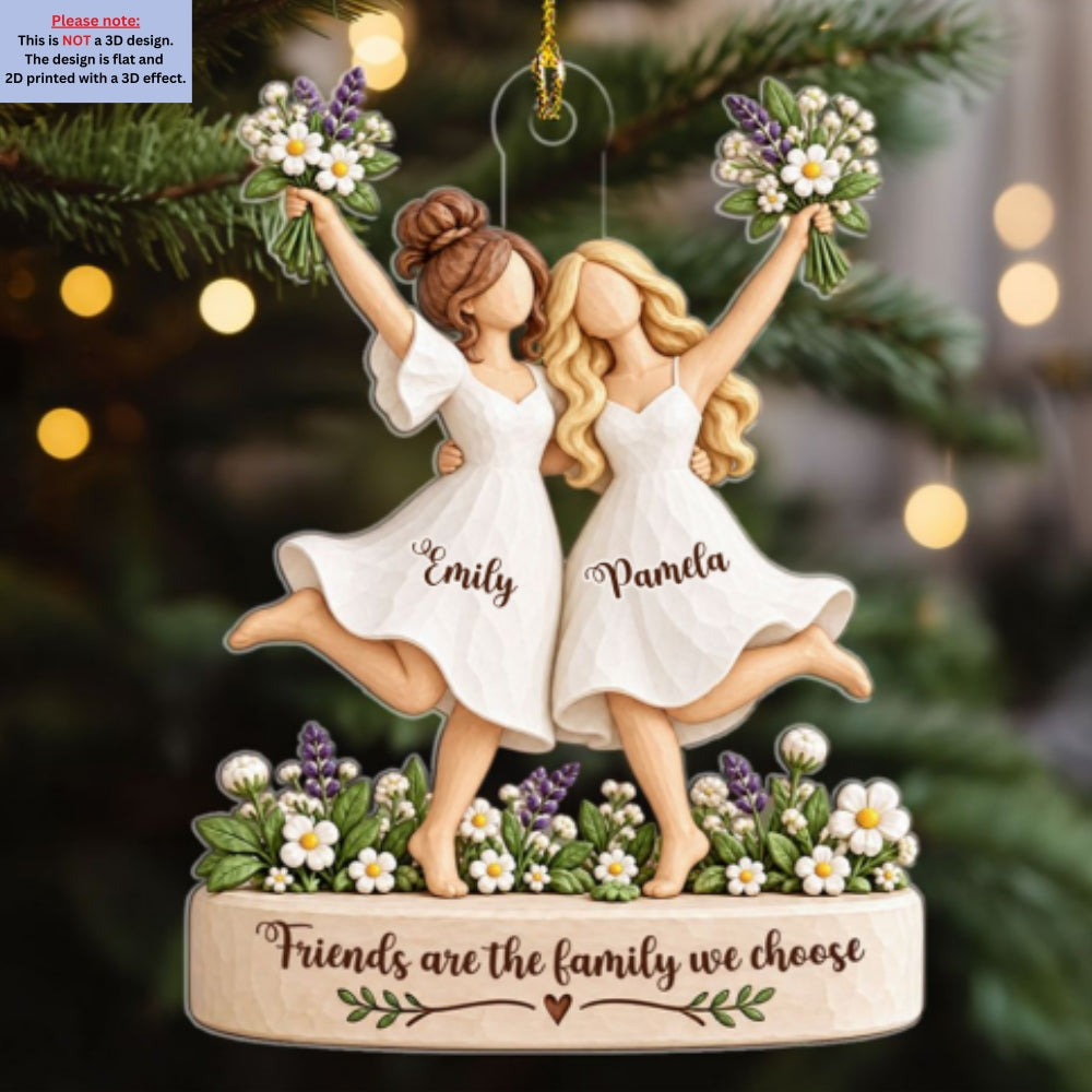 Custom Sister Christmas Ornament •  Love And Laughter - Personalized 3D Effect Acrylic Ornament