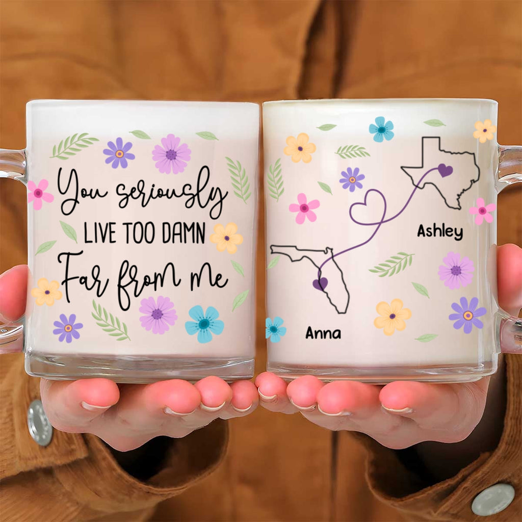 Custom Best Friend, Christmas & Birthday Friendship Keepsake Gift • Hate Being This Far - Personalized Glass Mug