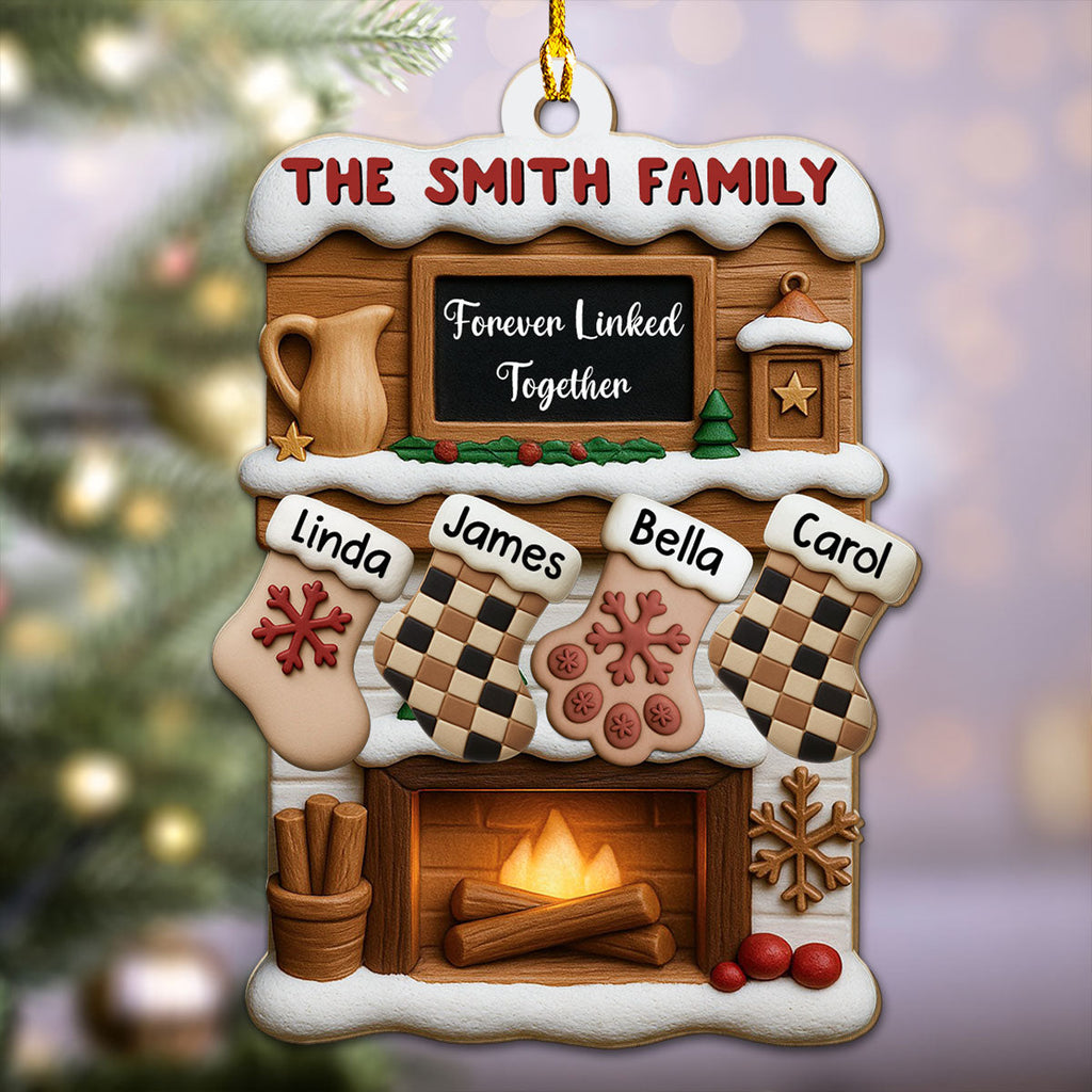 Custom Family Ornament, Christmas Gift for Family Members •  Where Love Holds Us Close - Personalized 3D Effect Wood Ornament