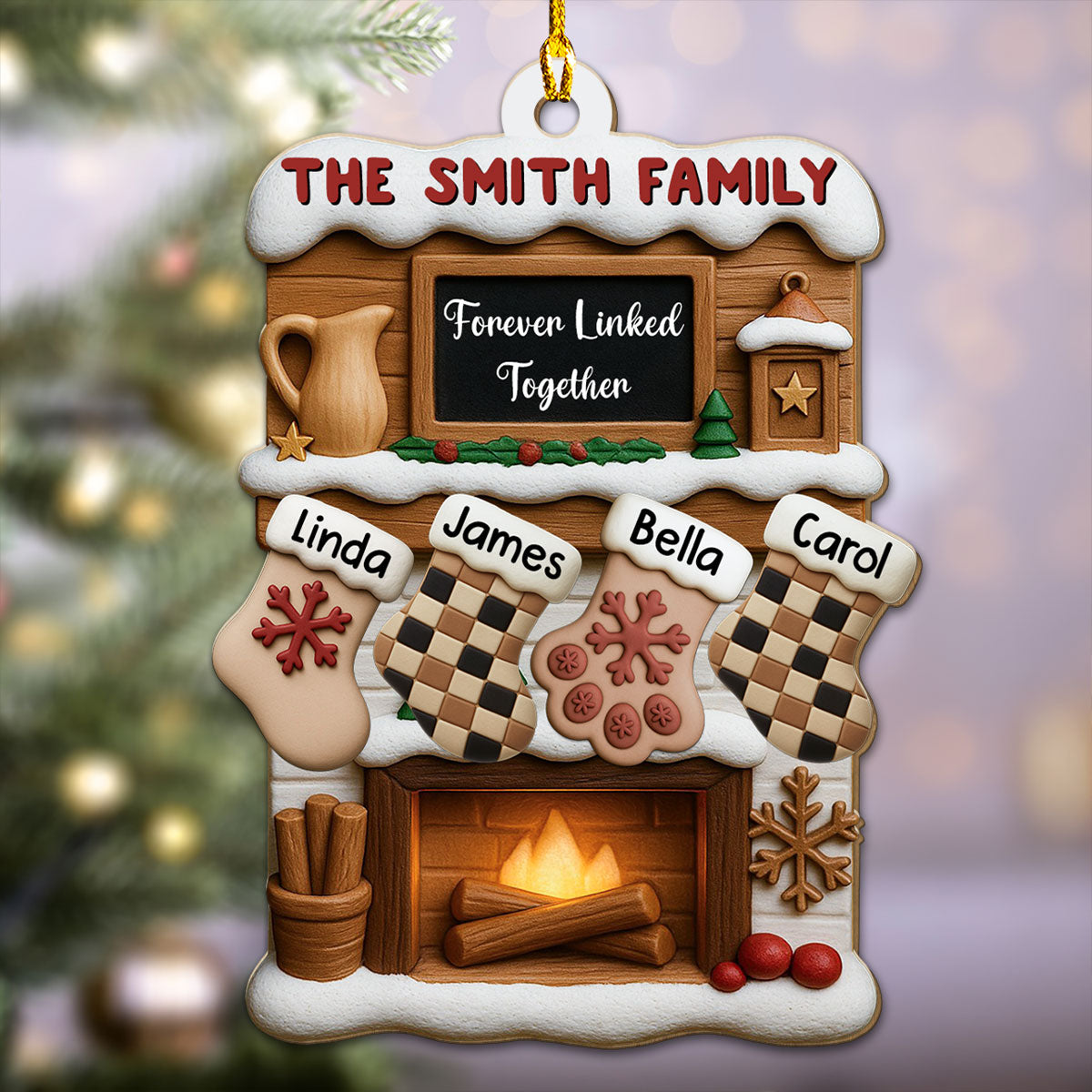 Custom Family Ornament, Christmas Gift for Family Members •  Where Love Holds Us Close - Personalized 3D Effect Wood Ornament