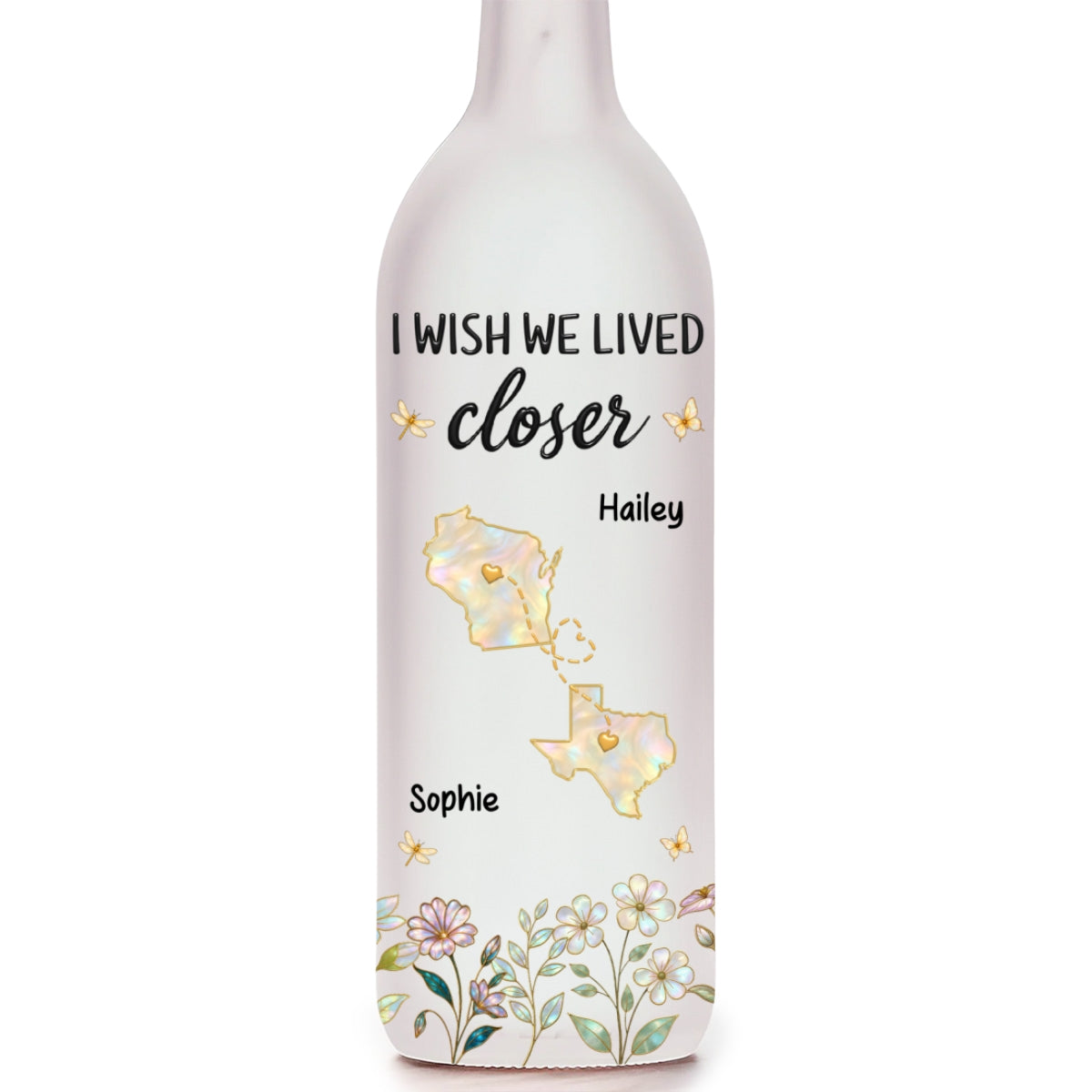 No Matter the Distance - Personalized Bottle Lamp