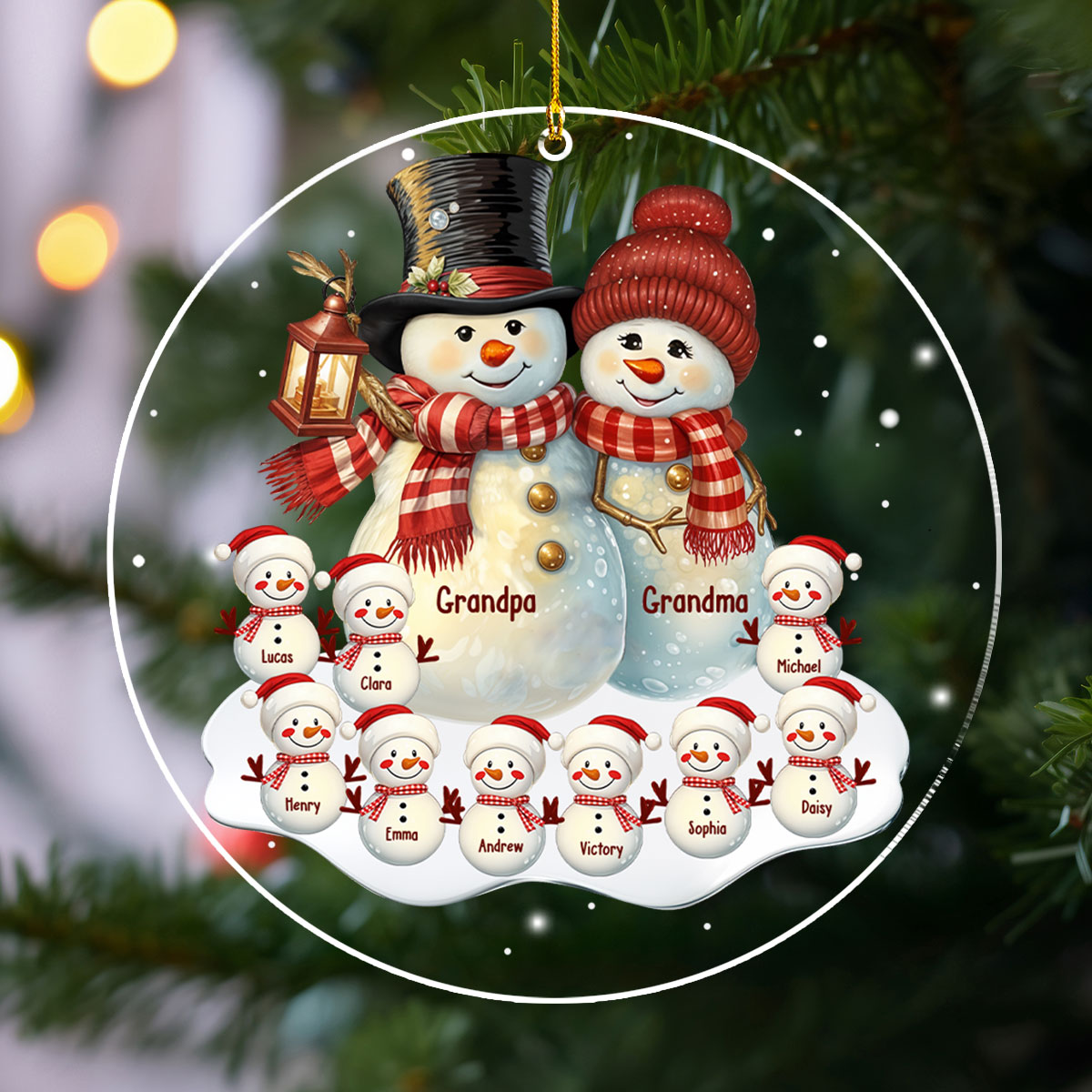 Custom Keepsake Christmas Ornament •  Grandparents With Grandkids - Personalized Acrylic Ornament