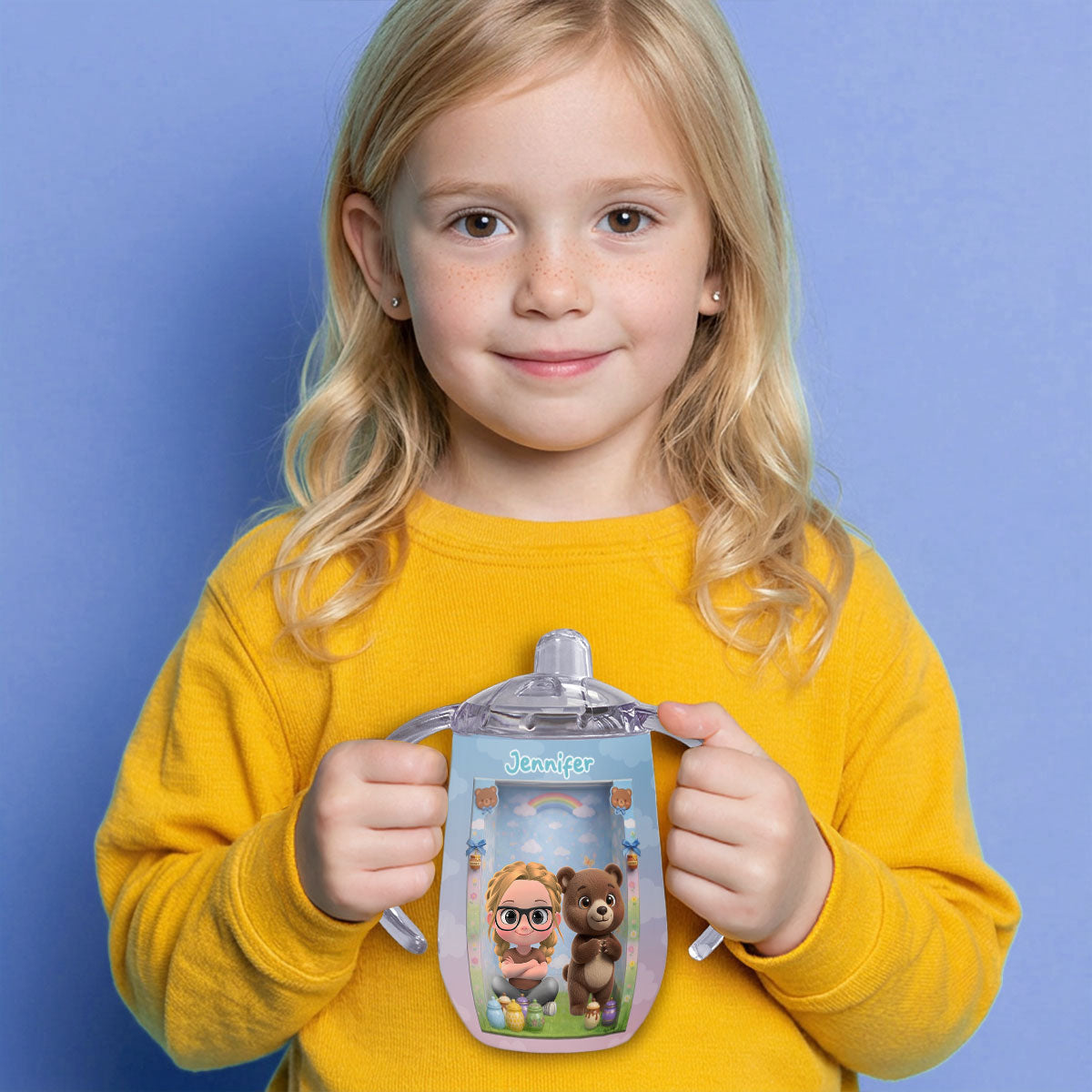 Baby And Bear - Personalized Sippy Cup With Handles
