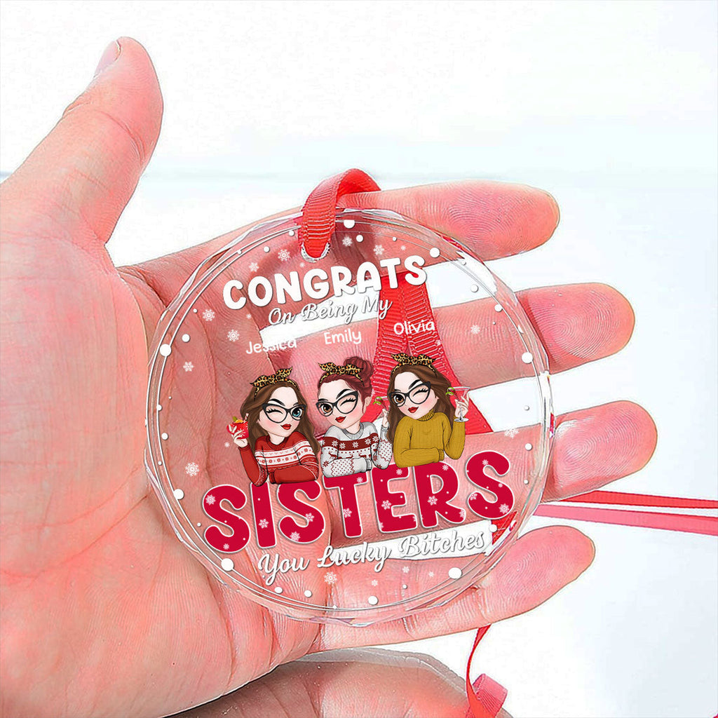 Custom Friendship Christmas Ornament, Best Friend Gift •  Thank You For Being My Bestie - Personalized Glass Ornament