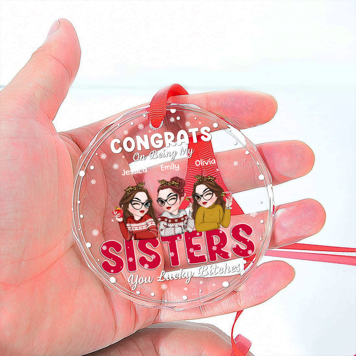 Custom Friendship Christmas Ornament, Best Friend Gift •  Thank You For Being My Bestie - Personalized Glass Ornament