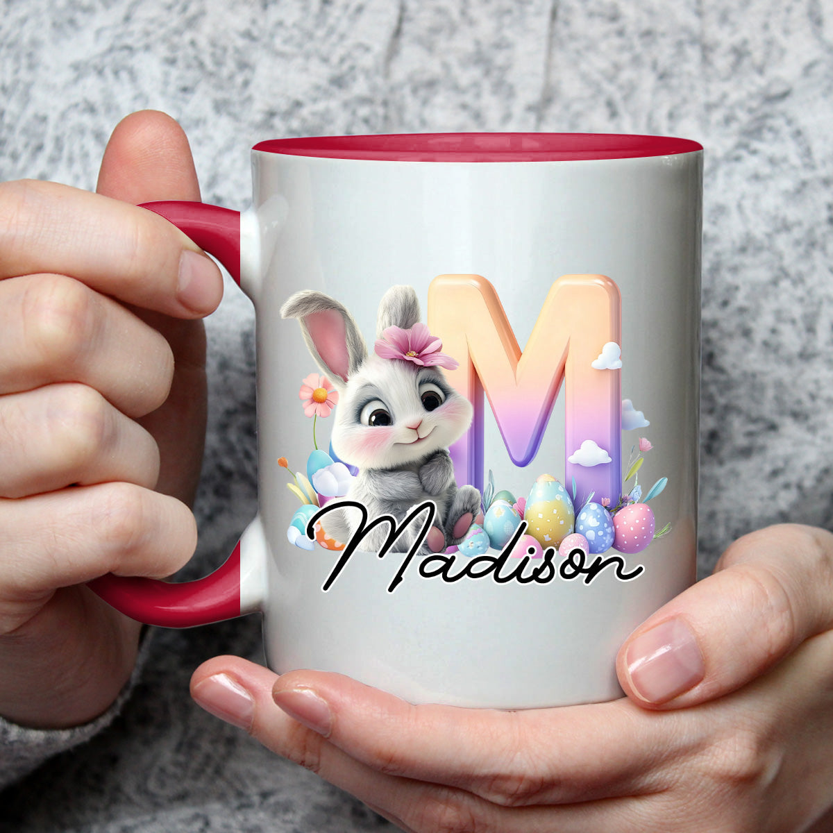 Custom Christmas & Birthday Keepsake Gift • Lovely Bunny Kid - Personalized Accent Mug