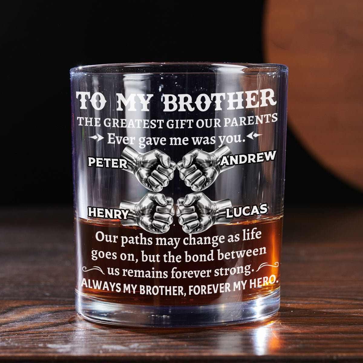 Custom Christmas Birthday Drinkware Gifts for Brother • The Greatest Gift - Personalized Whiskey Glass