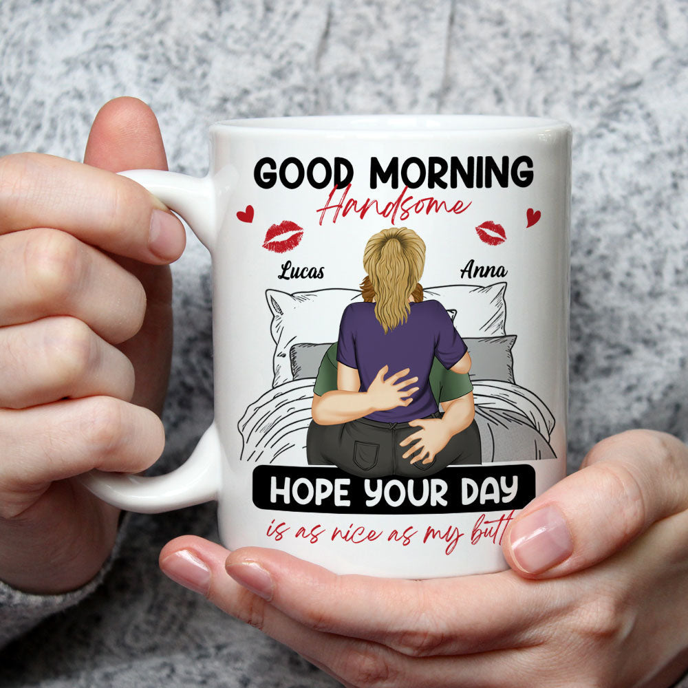 Custom Anniversary Keepsake Gifts For Couple • Good Morning Handsome - Personalized Coffee Mug