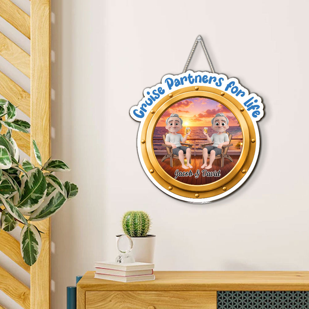 Custom Family Summer Backyard, Patio & Porch Decor • Cruise Partners For Life - Personalized Wood Sign