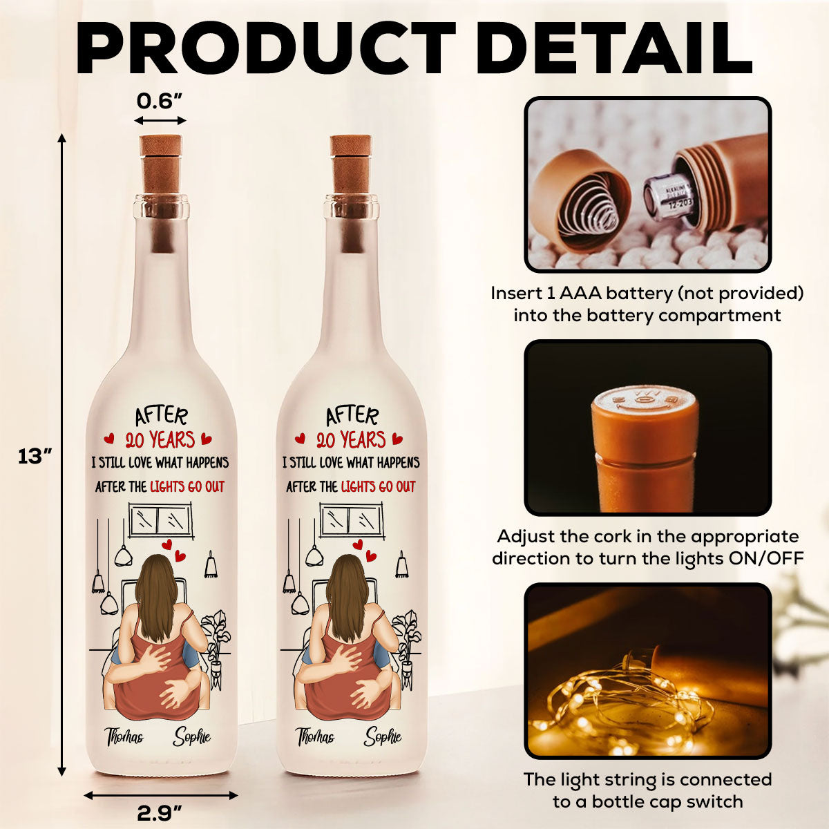 After The Lights Go Out – Personalized Bottle Lamp