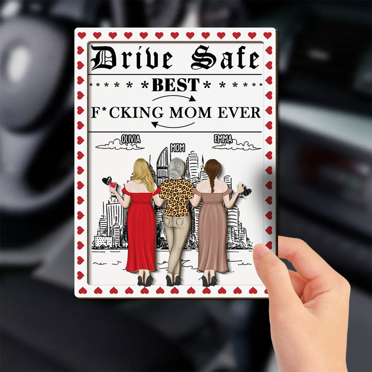 Mommy Drive Safe I Love You - Personalized Car Visor Clip